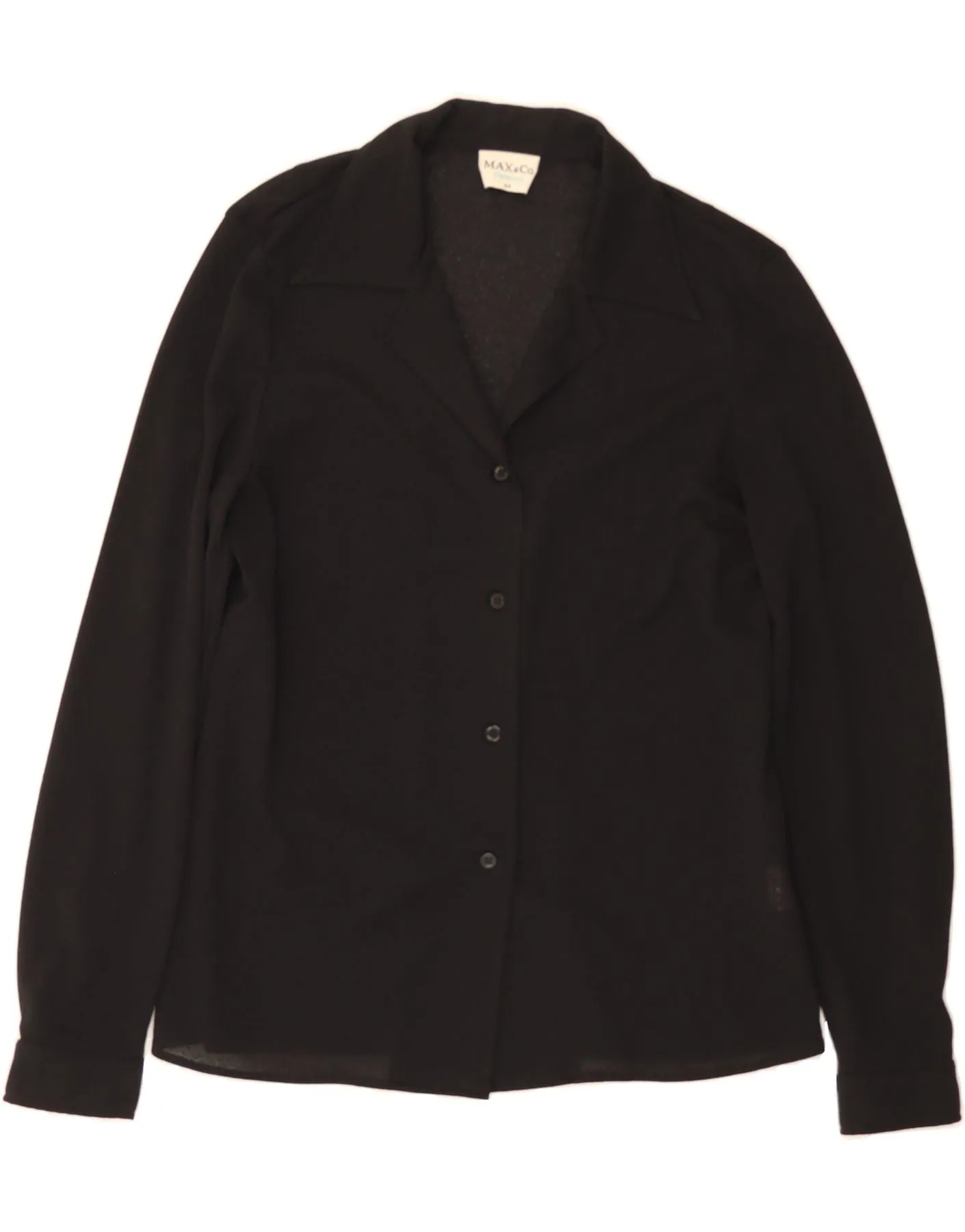 MAX & CO. Womens Shirt Blouse IT 44 Medium Black Polyester Subtle design Lightweight Weave