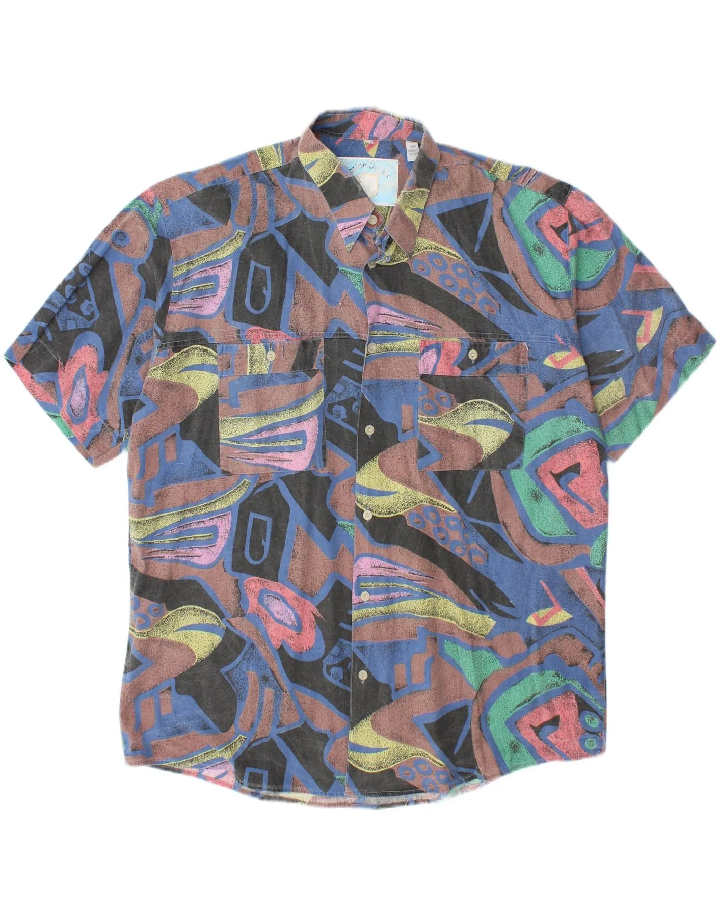 VINTAGE Mens Shirt Size 41/42 Large Multicoloured Cotton All-day Comfort Non Irritating Tags