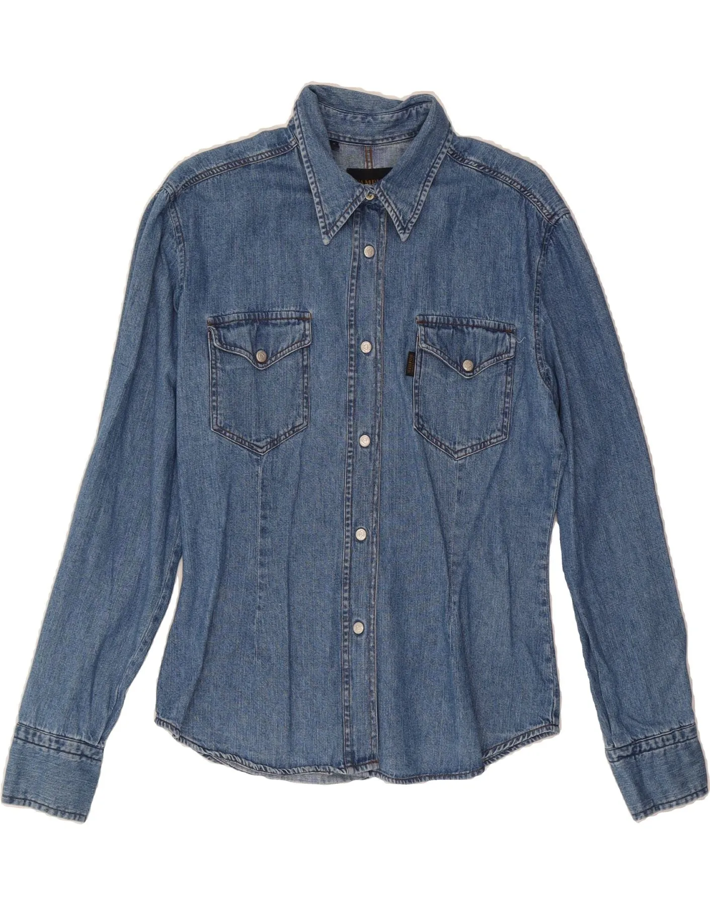 WAMPUM Womens Denim Shirt UK 14 Large Blue Multipurpose Layering Fabric Eco friendly materials