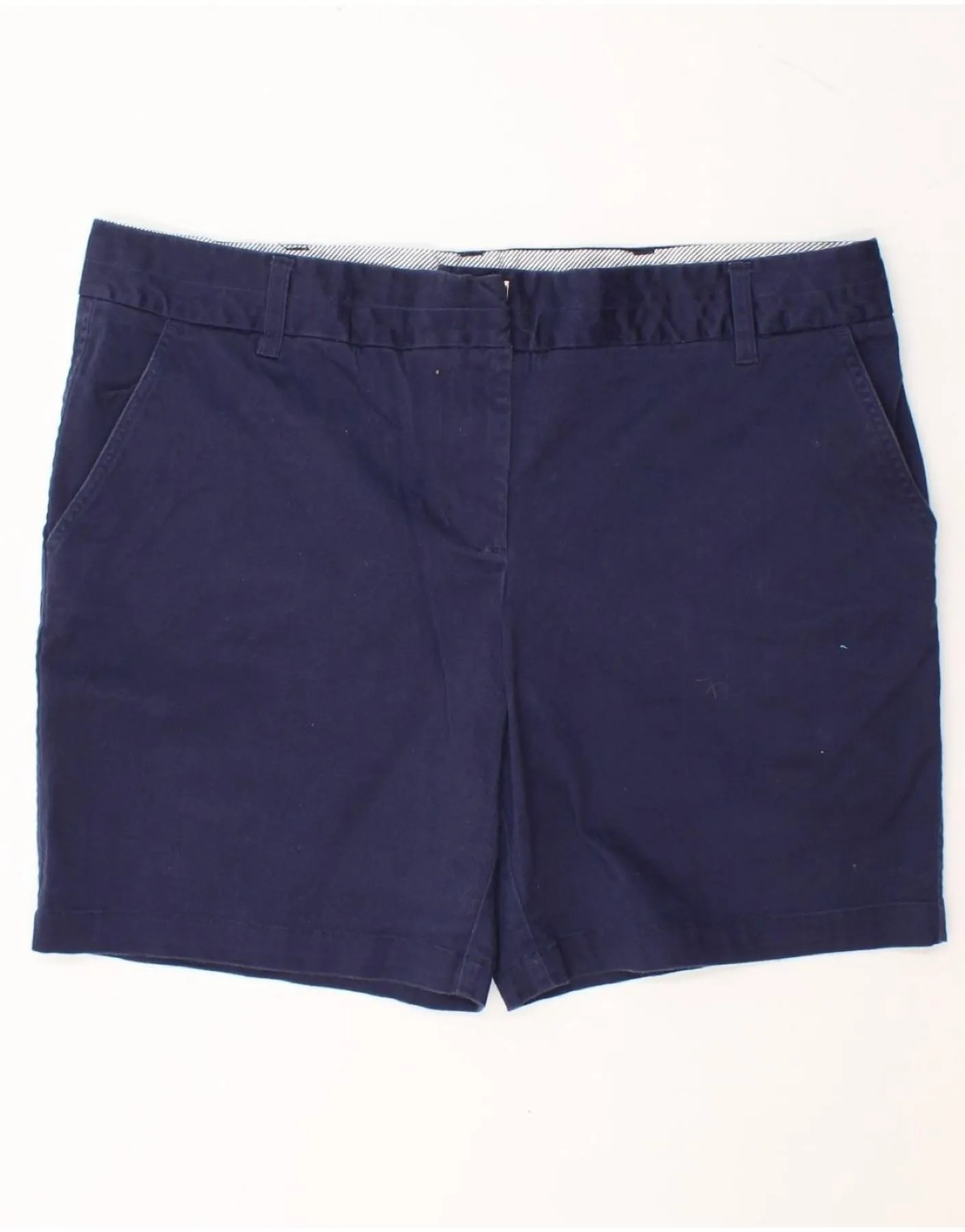 IZOD Womens High Waist Chino Shorts US 16 2XL W40 Navy Blue Cotton Anti-static