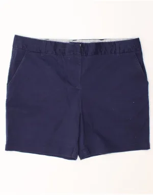 IZOD Womens High Waist Chino Shorts US 16 2XL W40 Navy Blue Cotton Anti-static