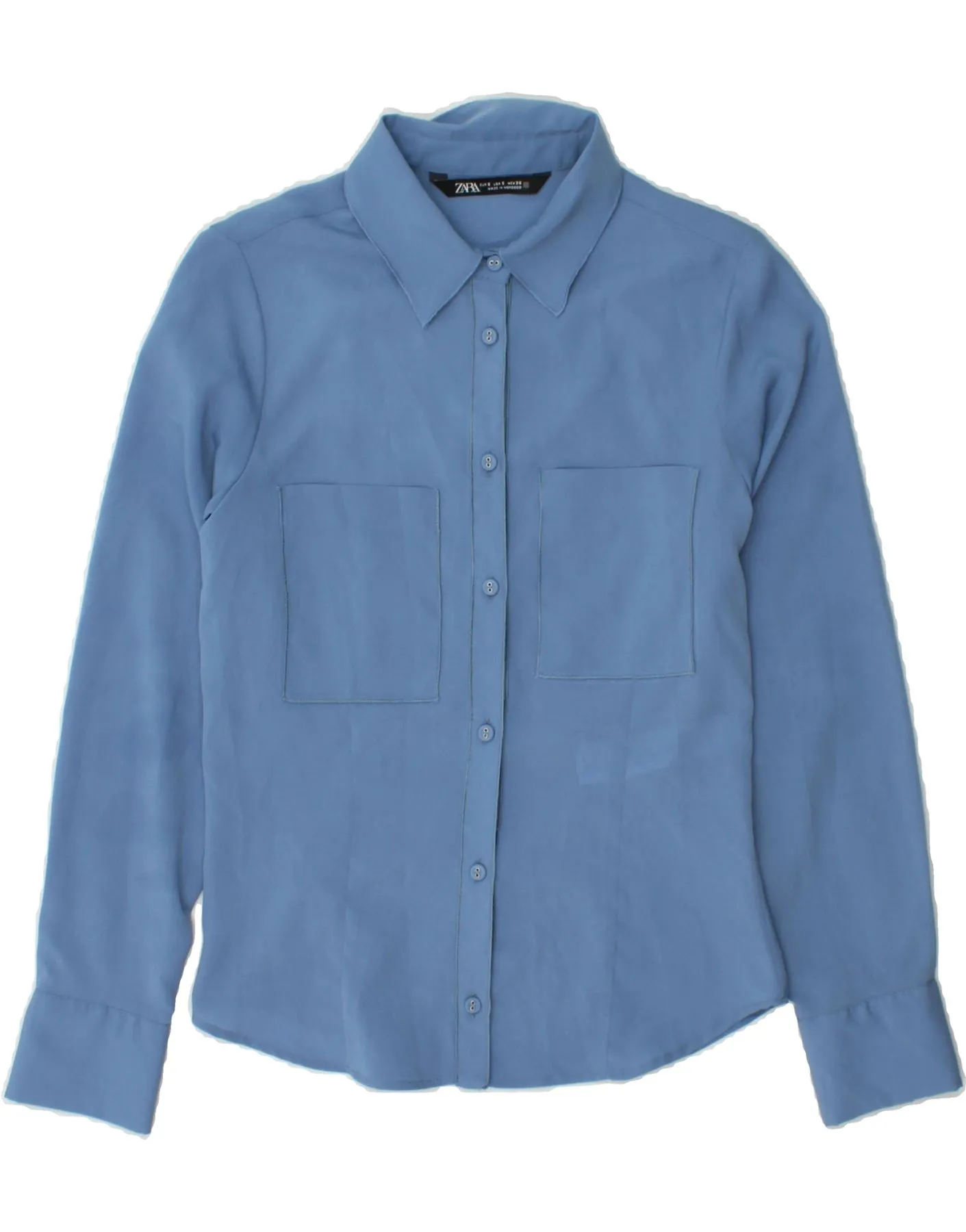 ZARA Womens Shirt UK 10 Small Blue Polyester Beach Wear