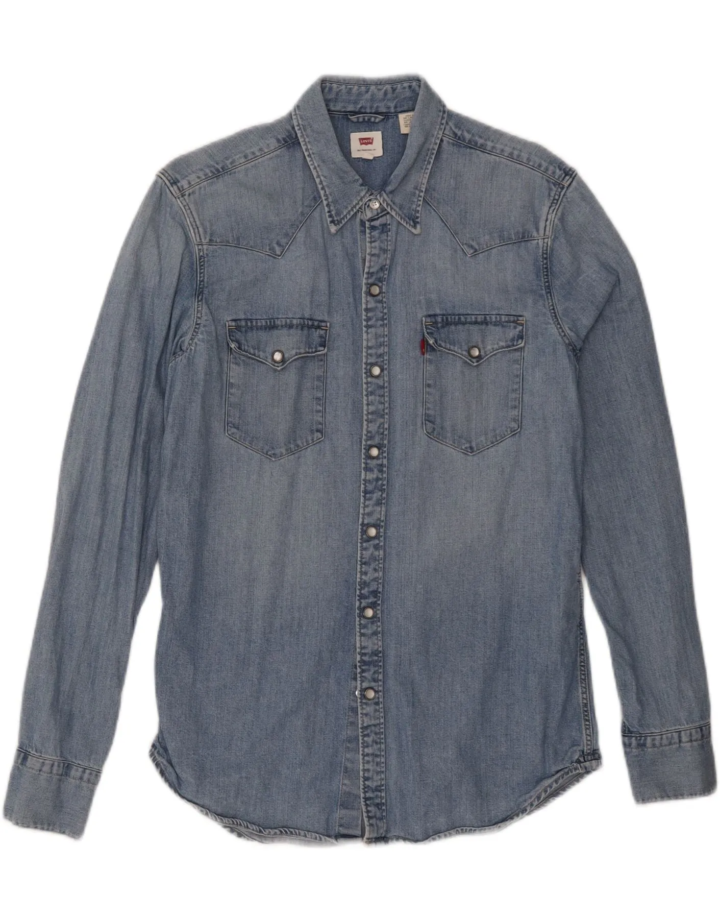 LEVI'S Mens Denim Shirt Medium Blue Cotton Subtle design Stylish Design