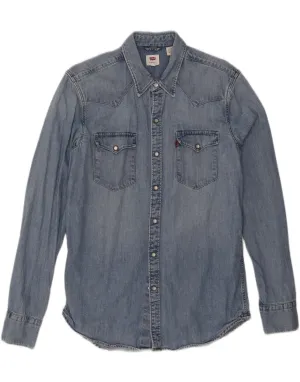 LEVI'S Mens Denim Shirt Medium Blue Cotton Subtle design Stylish Design