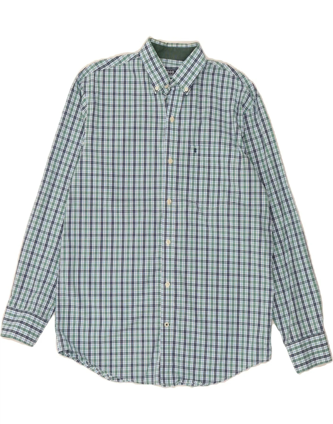 Static Dissipating Fiber Multi Functional Pockets IZOD Mens Shirt Small Green Check Cotton