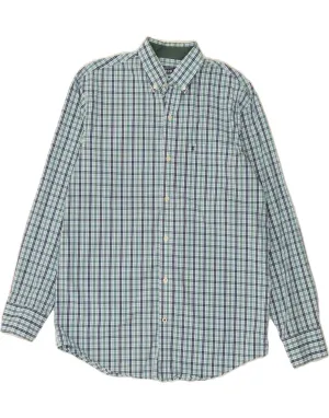 Static Dissipating Fiber Multi Functional Pockets IZOD Mens Shirt Small Green Check Cotton