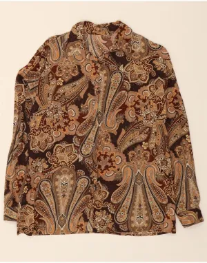 Tailored Cuffs VINTAGE Womens Shirt Blouse UK 16 Large Brown Paisley