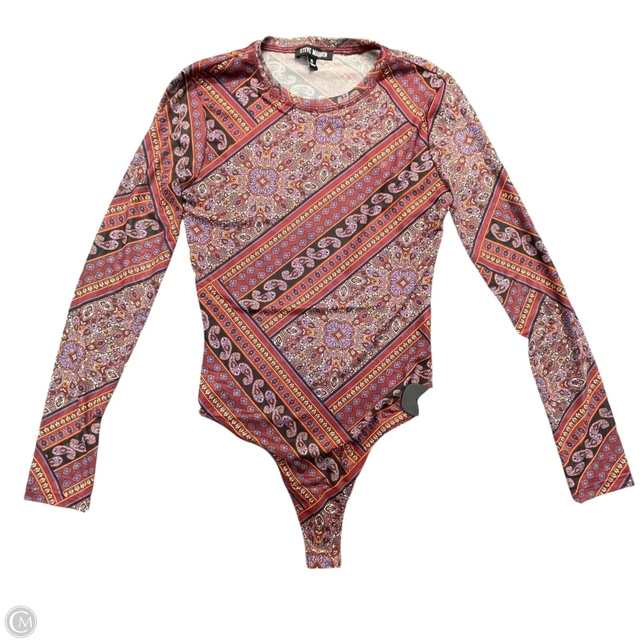 silk bodysuit Bodysuit By Steve Madden In Maroon, Size: S