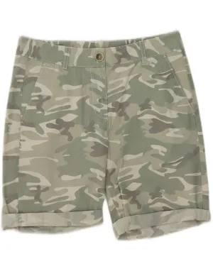 Formal Elegance BENETTON Womens Chino Shorts UK 8 Small W30 Khaki Camouflage Cotton
