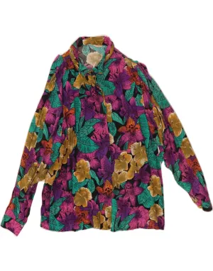 Preppy Vibe Luxury Feel VINTAGE Womens Shirt UK 14 Large Multicoloured Floral