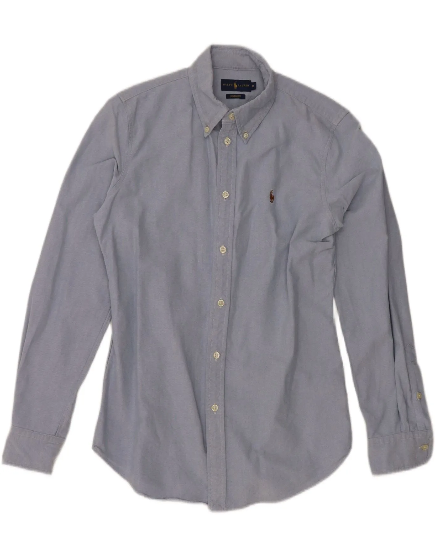 RALPH LAUREN Mens Custom Fit Shirt Medium Blue Cotton Pastel Shade