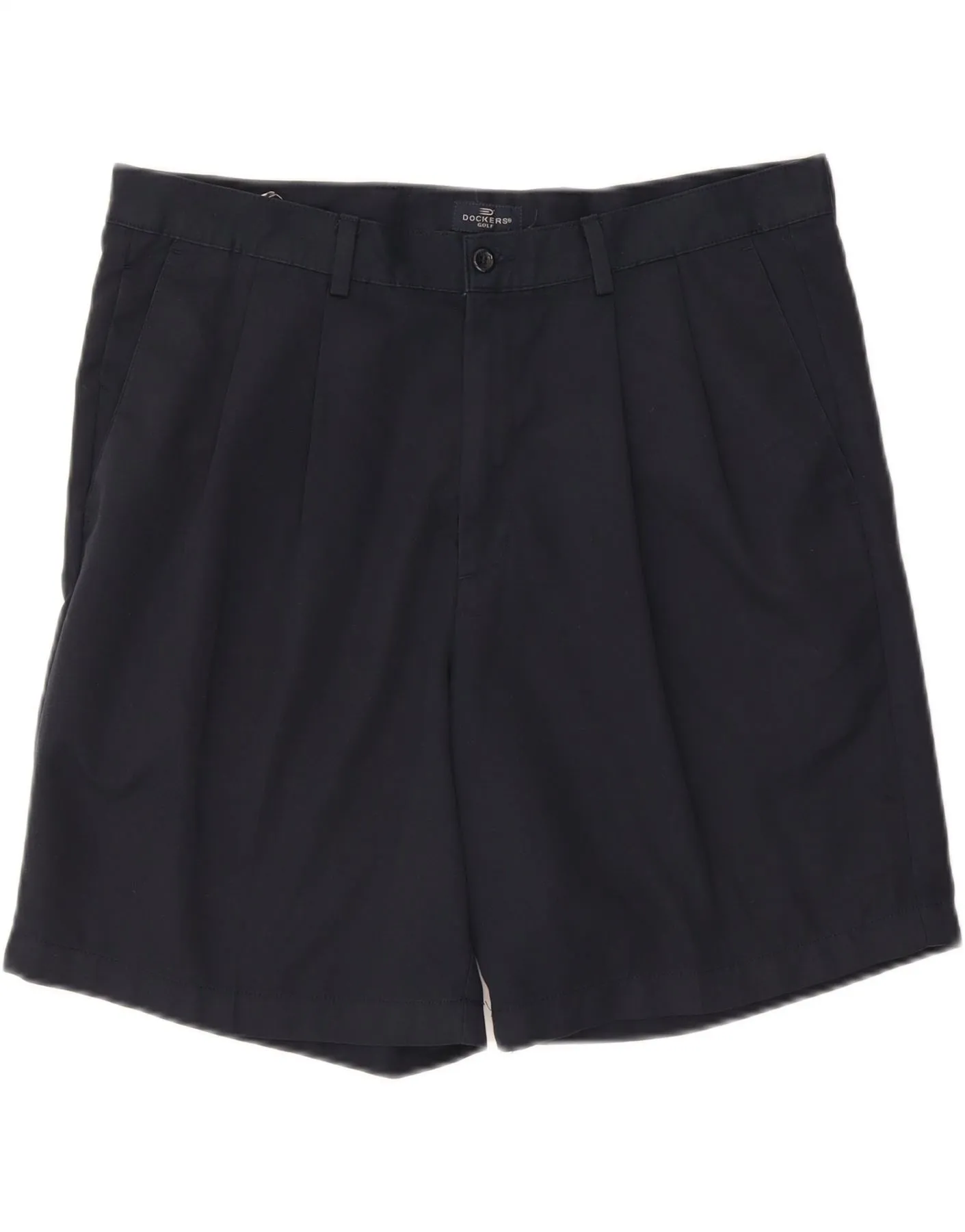 Quick Layer Fit DOCKERS Mens Golf Pegged Chino Shorts W38 XL Navy Blue Polyester