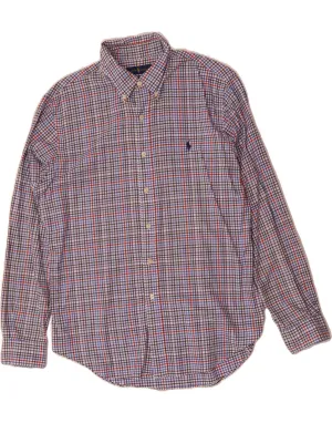 Anti Pilling Surface RALPH LAUREN Mens Slim Fit Shirt Large Blue Check Cotton