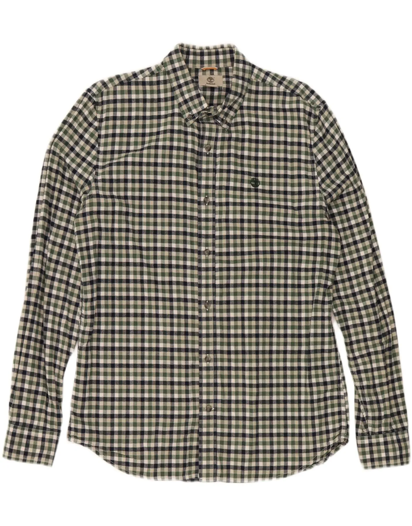 Classy Detail TIMBERLAND Mens Slim Fit Shirt Large Green Check Cotton