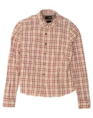 FILA Womens Shirt UK 12 Medium Red Check Flexible Shoulder Construction