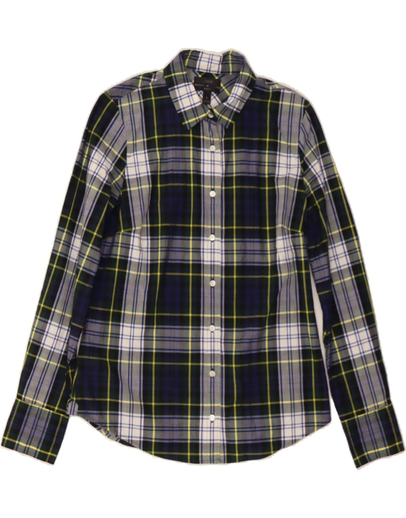Tailored Fit J. CREW Womens Shirt US 6 Medium Navy Blue Check Cotton