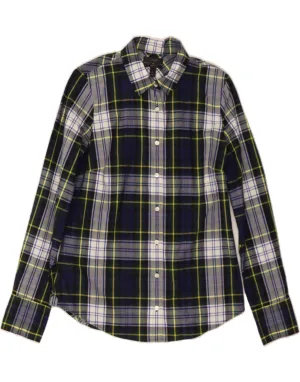 Tailored Fit J. CREW Womens Shirt US 6 Medium Navy Blue Check Cotton