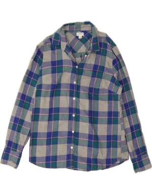 Classic Look J. CREW Womens Shirt UK 14 Medium Blue Check Cotton