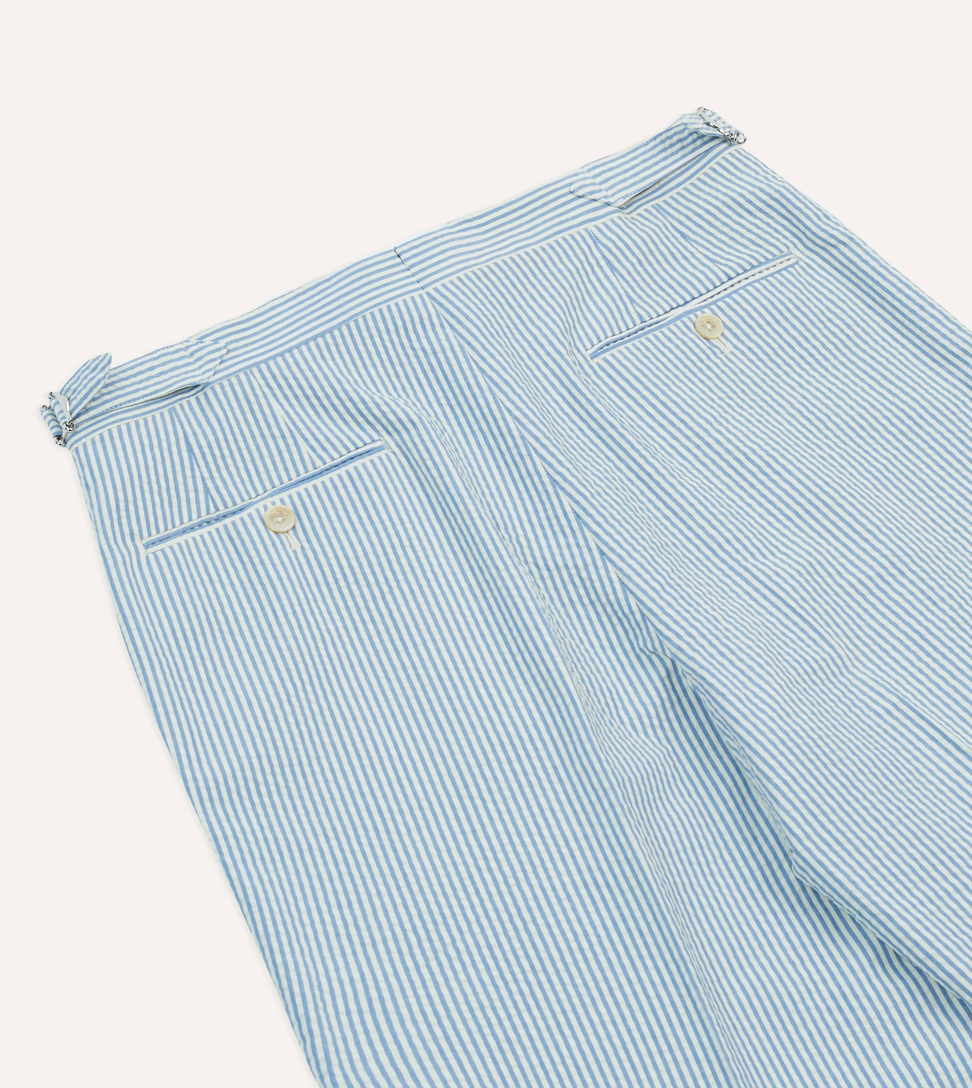 Seersucker Cotton Single Pleat Trouser Refined Look Wear Luxury Office Wear