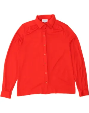 VINTAGE Womens Shirt Blouse UK 16 Large Red Polyester Travel Friendly Raw edge