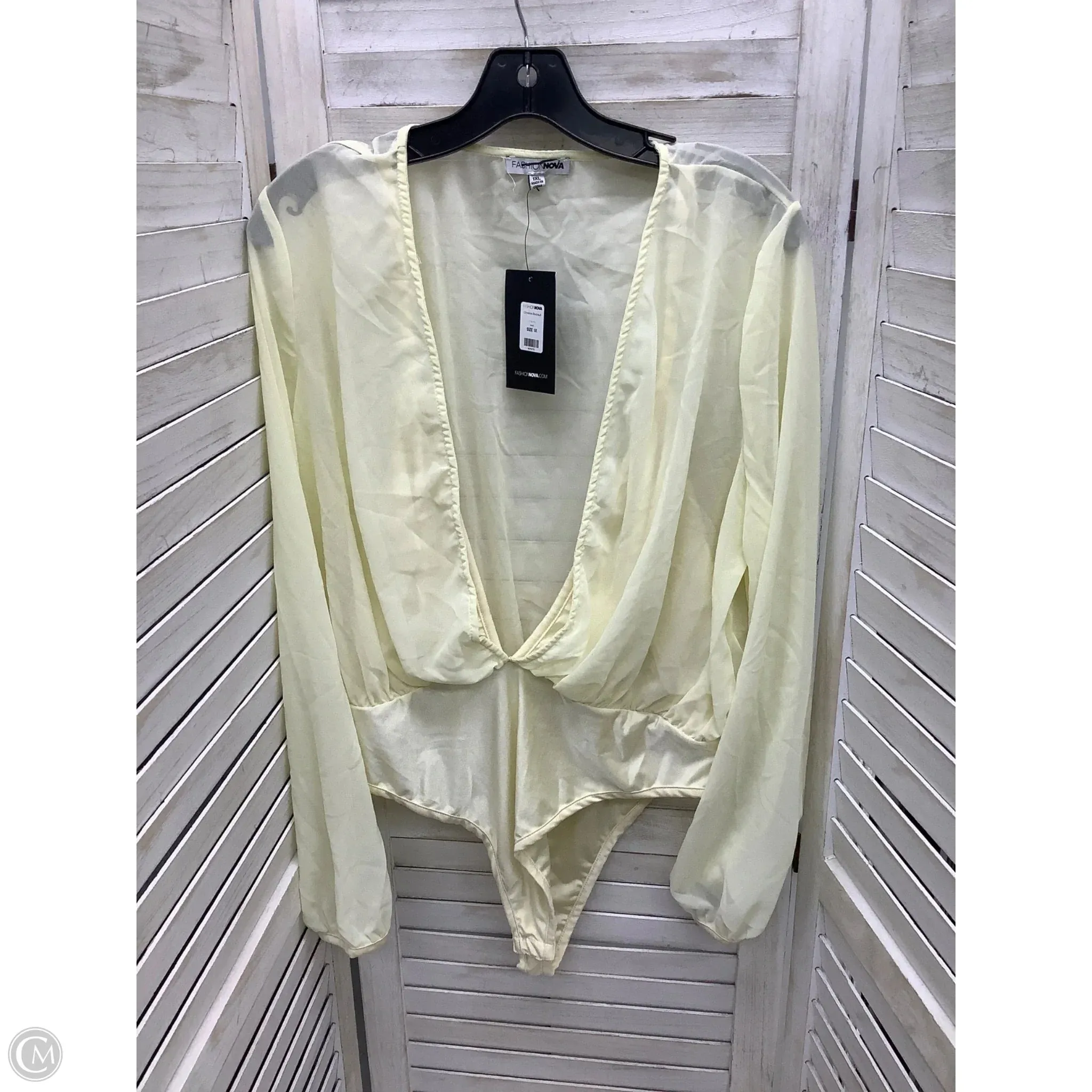 pajama bodysuit Bodysuit By Fashion Nova In Ivory, Size: 1x