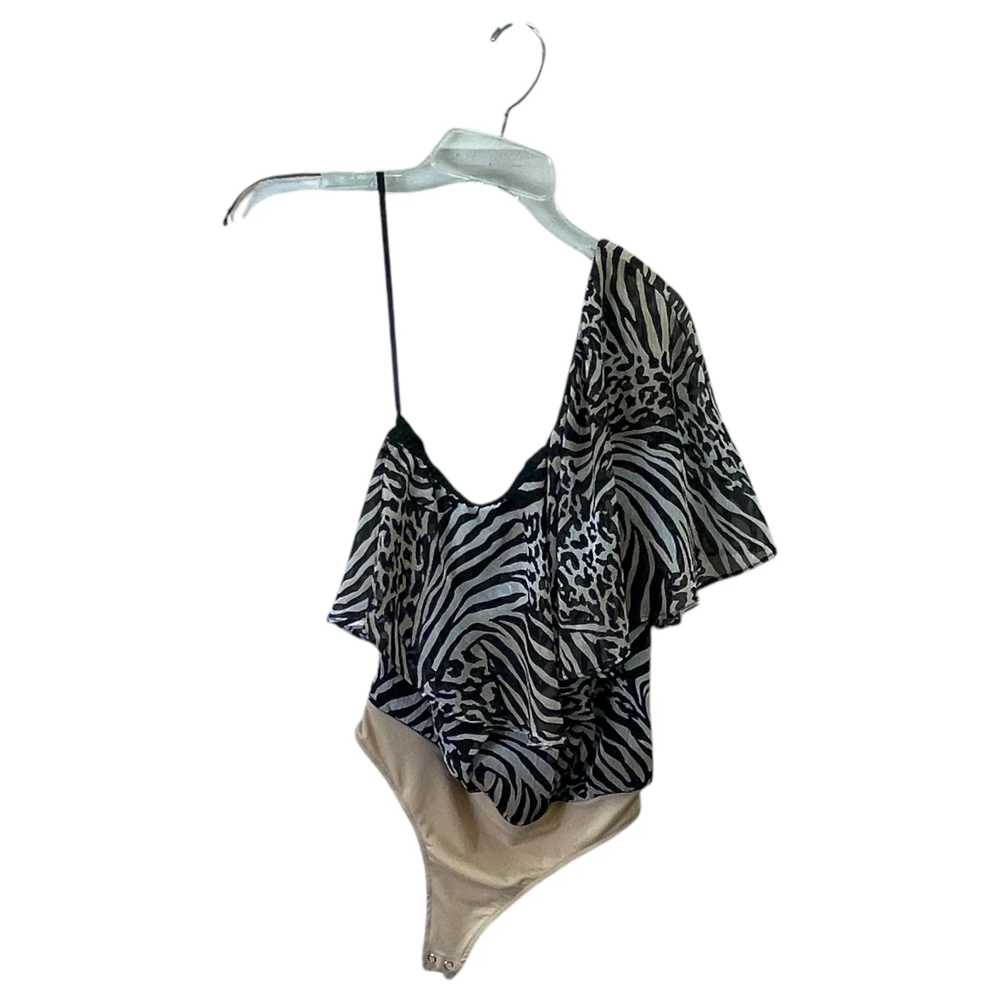 Bodysuit By Express In Black & Cream, Size:M layering bodysuit