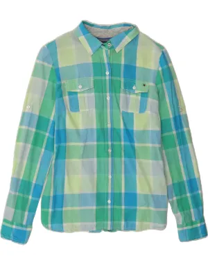 TOMMY HILFIGER Womens Shirt UK 12 Medium Multicoloured Check Cotton Comfortable Fabric No Slip Shoulder Grips