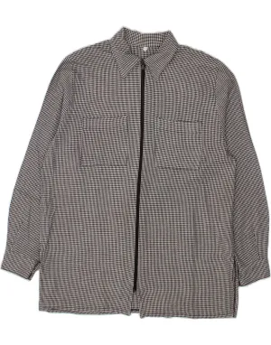 VINTAGE Womens Shirt UK 16 Large Black Houndstooth Polyester Party Ready