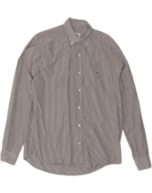 Reinforced Side Vents Fitted Design LACOSTE Mens Slim Fit Shirt Size 42 Large Grey Pinstripe Cotton