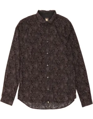 PRETTY GREEN Mens Shirt Medium Black Paisley Cotton Edgy style