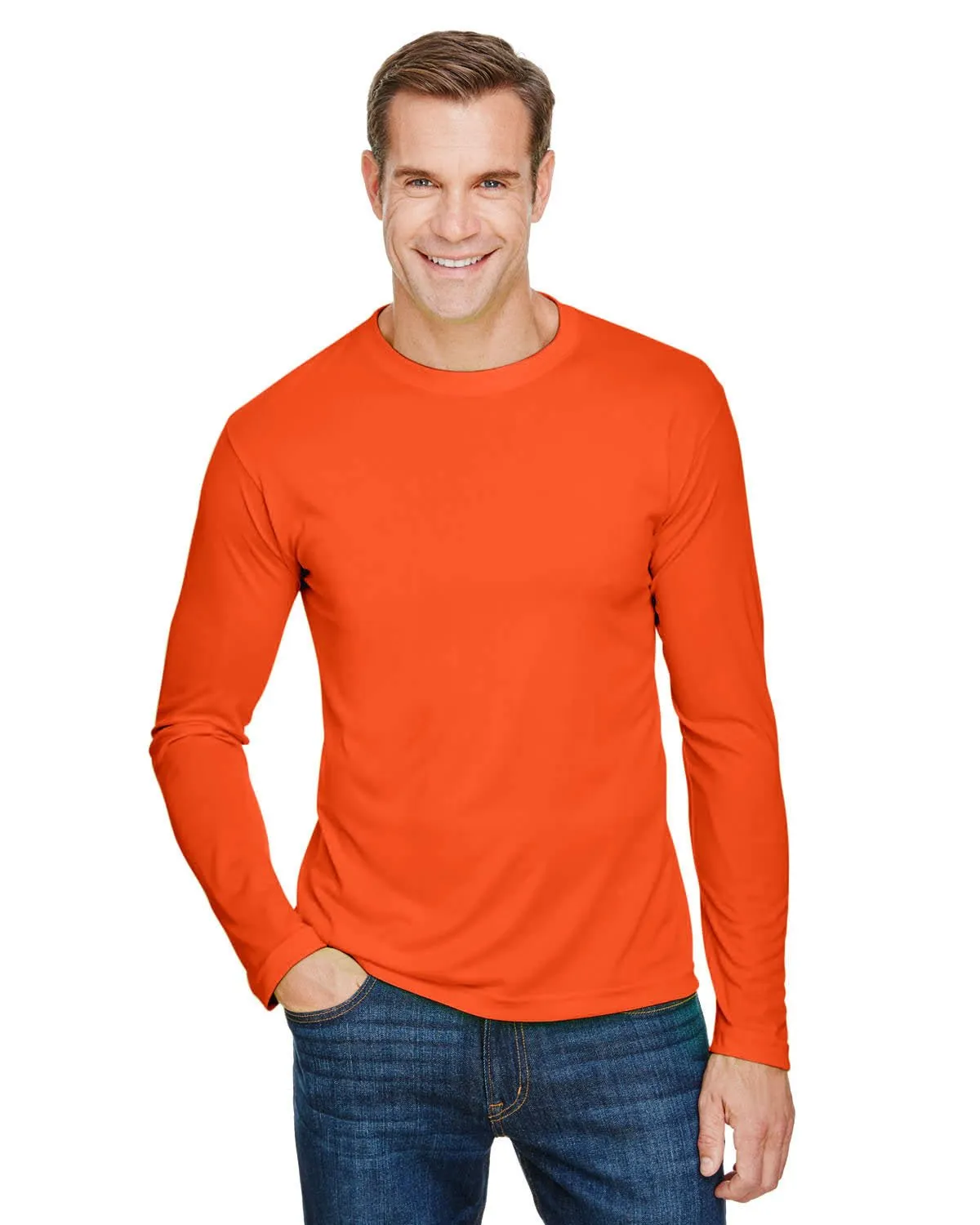 HighThreadCount Bayside BA5360 Unisex 4.5 oz., 100% Polyester Performance Long-Sleeve T-Shirt