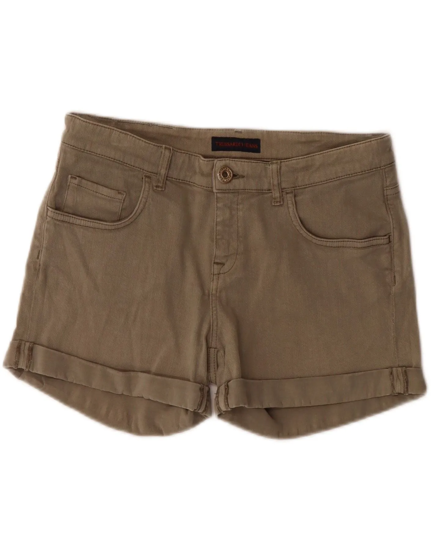 Graduation Ceremony Luxury Feel TRUSSARDI Womens Denim Shorts W29 Medium  Khaki Cotton