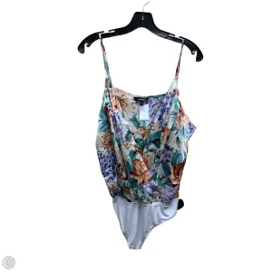 Bodysuit By Express In Floral Print, Size: Xl asymmetrical bodysuit eco friendly bodysuit