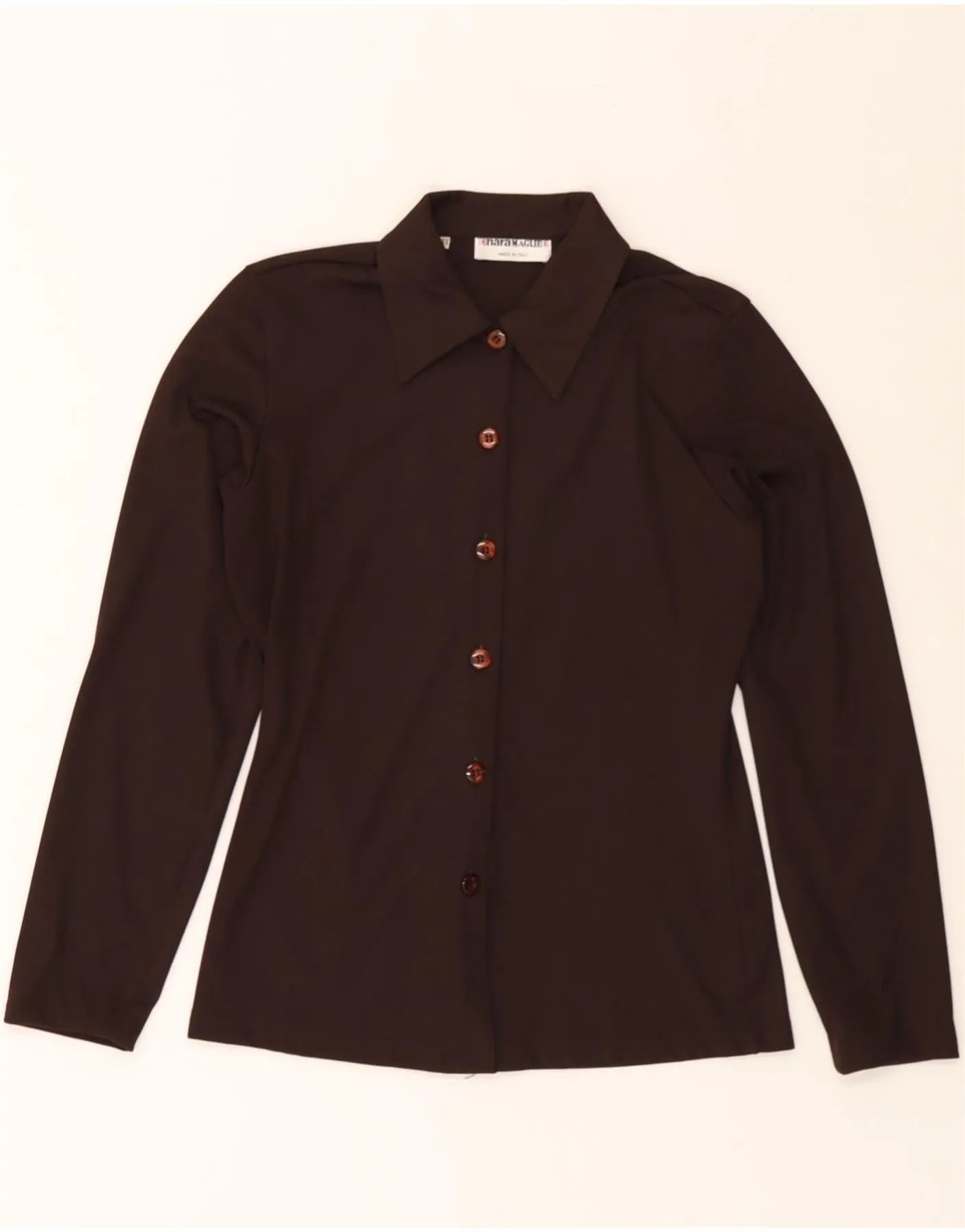 Urban Wear VINTAGE Womens Shirt Blouse UK 12 Medium Brown Polyester