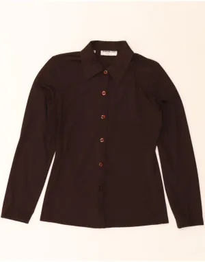 Urban Wear VINTAGE Womens Shirt Blouse UK 12 Medium Brown Polyester