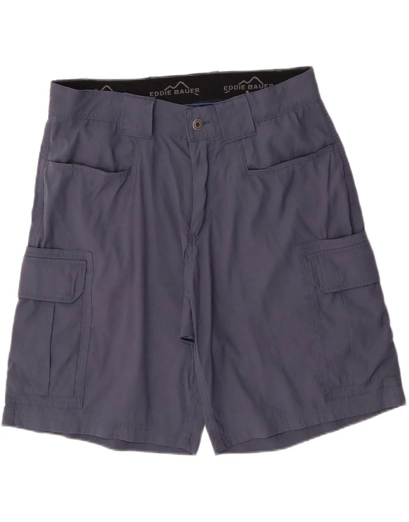 EDDIE BAUER Mens Cargo Shorts W32 Medium Blue Nylon Dynamic Performance