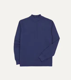 Practical Comfort Navy Cotton Long-Sleeve Mock Neck Hiking T-Shirt