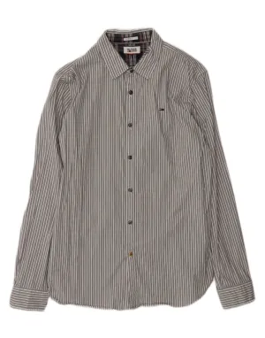 Anniversary Special Breathable mesh TOMMY HILFIGER Mens Slim Fit Shirt Large Grey Striped