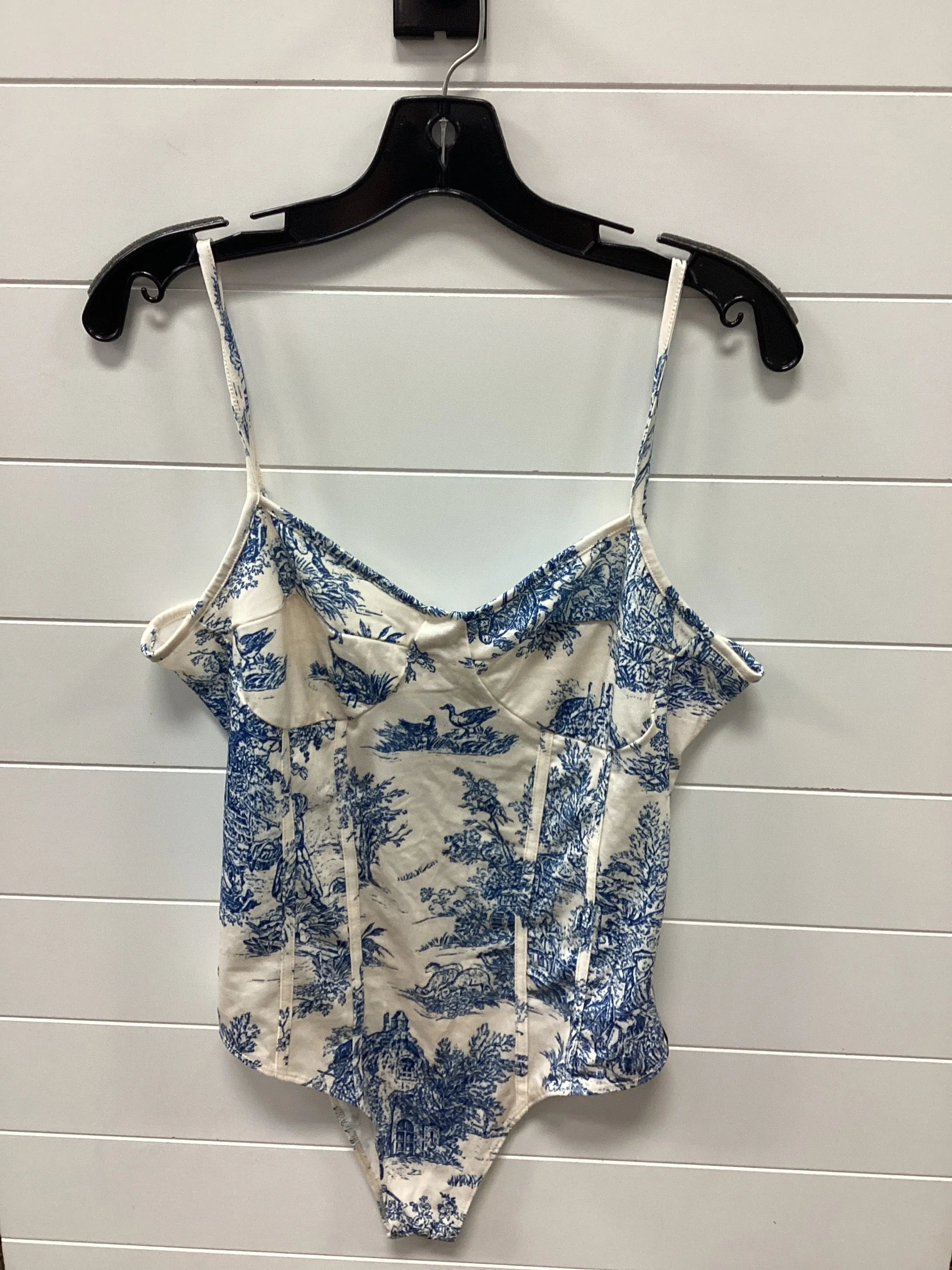 Bodysuit By Cmc In Blue & Cream, Size:XL lingerie bodysuit