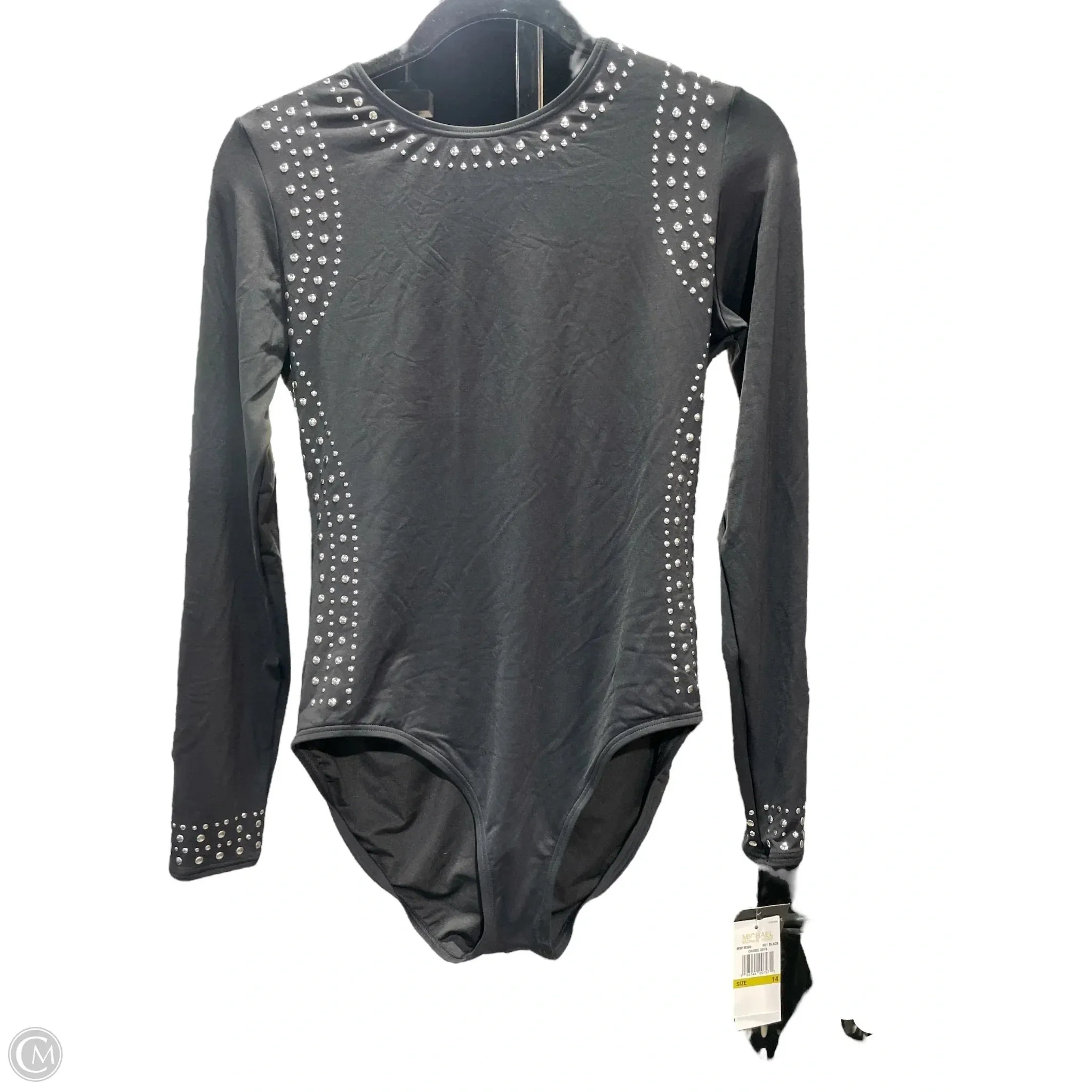 maternity bodysuit strapless bodysuit Bodysuit By Michael By Michael Kors In Black & Silver, Size: 14