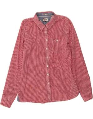 TOMMY HILFIGER Womens Shirt UK 10 Small Red Check Cotton Workwear Ready BBQ Party