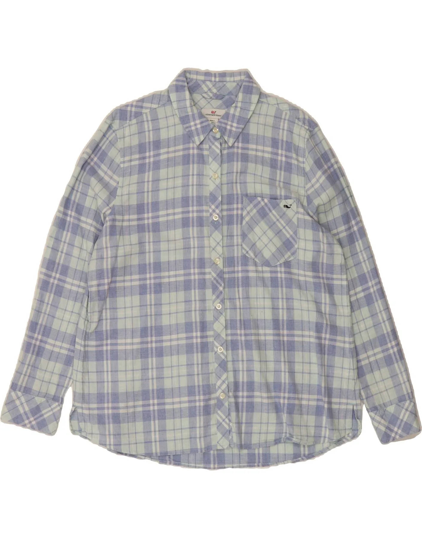 Non Irritating Seams VINEYARD VINES Womens Shirt US 16 2XL Blue Check Cotton