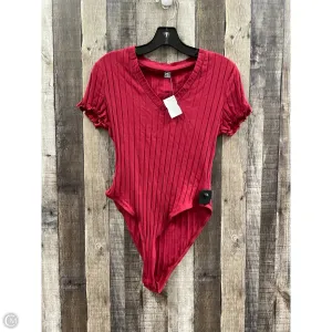 Bodysuit By Shein In Red, Size: L deep plunge bodysuit