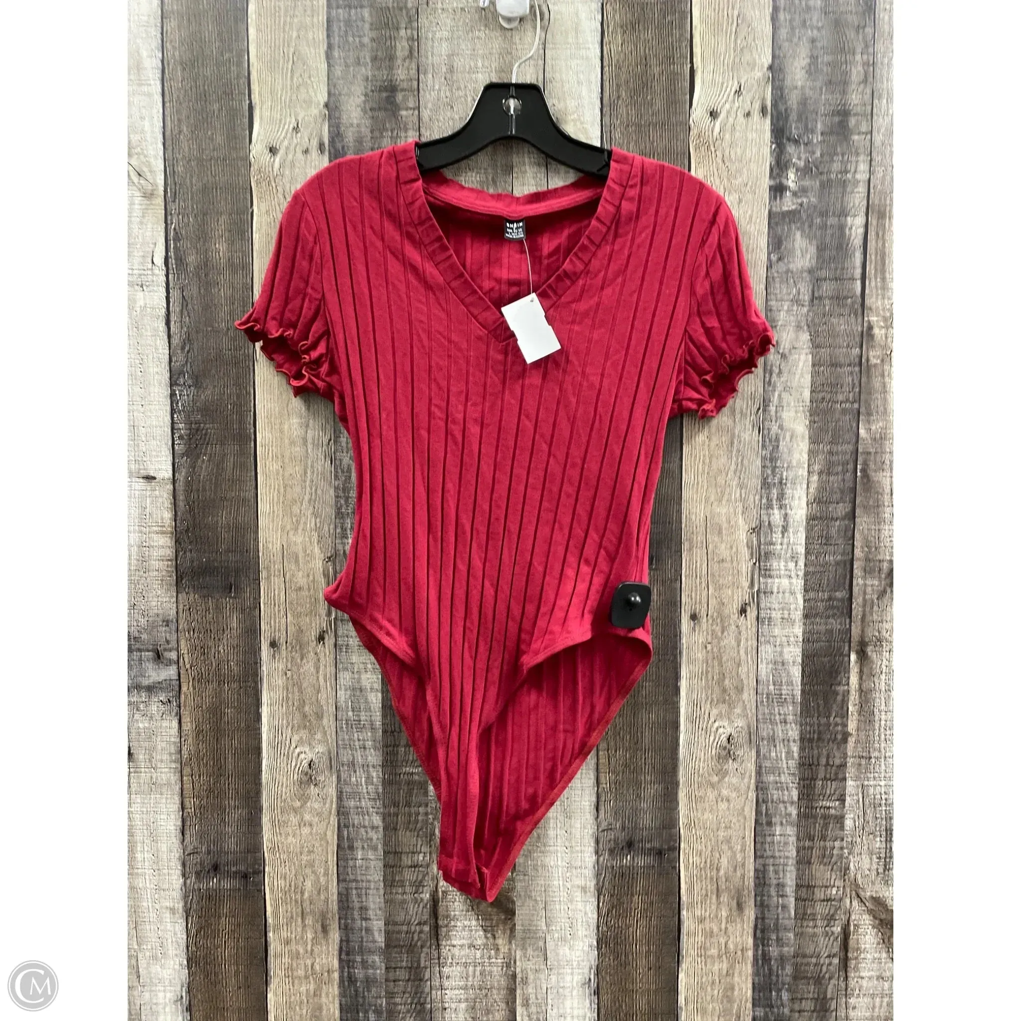 Bodysuit By Shein In Red, Size: L deep plunge bodysuit
