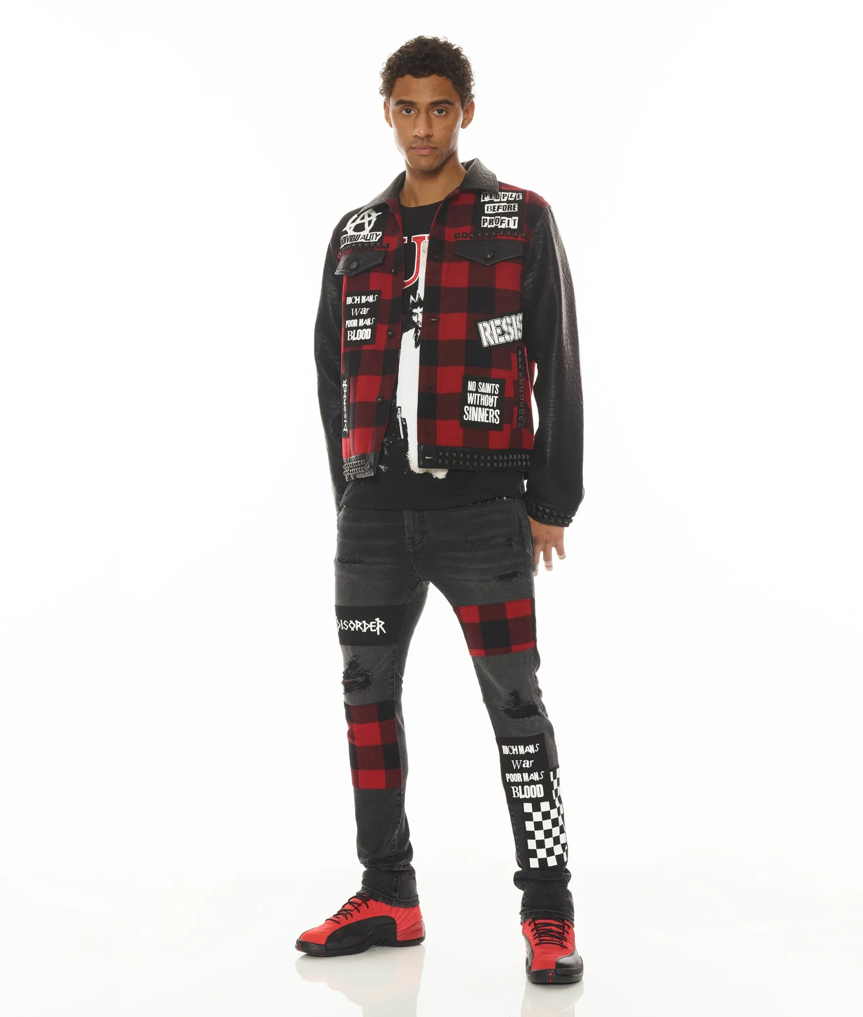PUNK SUPER SKINNY IN PLAID Classic Outfit Flexible Knee Panels