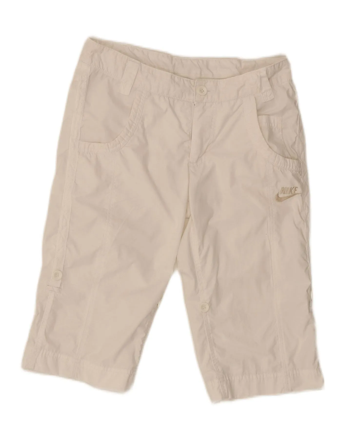 Chambray Fabric Soft Touch NIKE Womens Casual Shorts UK 10 Small W30  White Polyester
