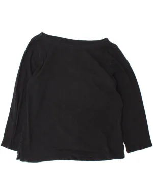 J. CREW Womens Top Long Sleeve UK 10 Small Black Cotton Casual Elegance Basic Top