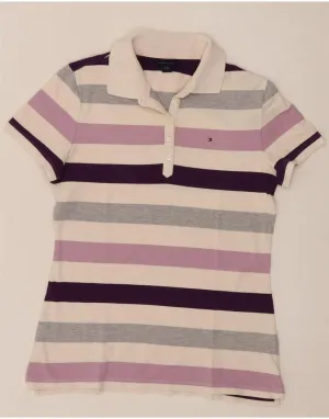 TOMMY HILFIGER Womens Polo Shirt UK 14 Large Multicoloured Striped Cotton Cozy Touch
