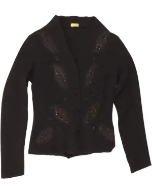 Versatile Layering VINTAGE Womens Shirt Blouse IT 46 Large Black Floral