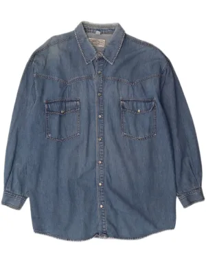 Winter Layering VINTAGE Mens Denim Shirt Size 43/44 Large Blue Cotton